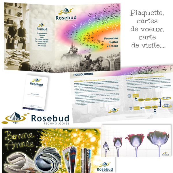 cartes de voeux, plaquette Rosebud